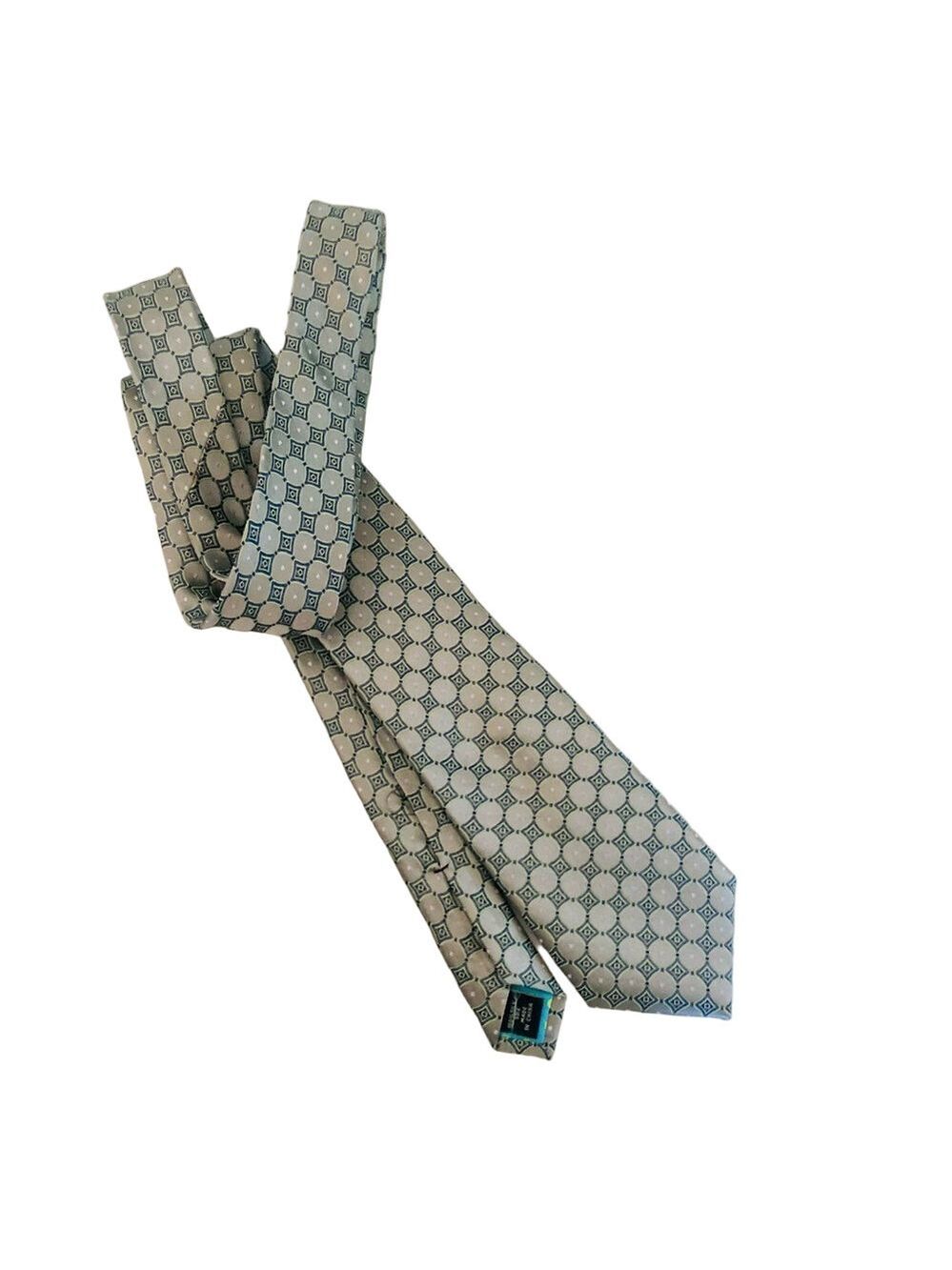 Ted Baker Silk Foulard Necktie in aqua and gray
